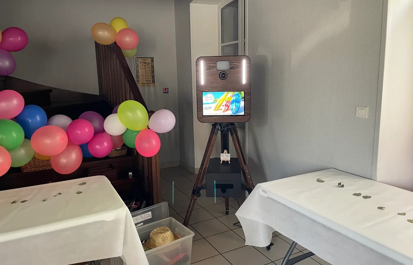 Vrai modèle du photobooth Charly's Event installé pour un événement
